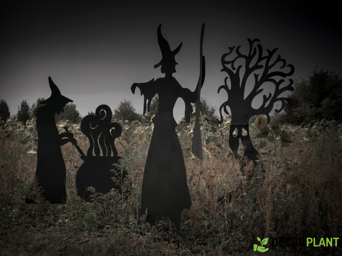 EUROPALMS Silhouette Metal Witch with Broom