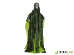 Animált csontváz figura EUROPALMS Halloween Figure Skeleton with green cape